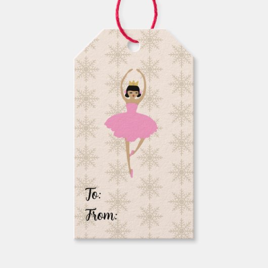 Nussknacker-Ballerina-Fee-Schneemuster Geschenkanhänger (Vorderseite)