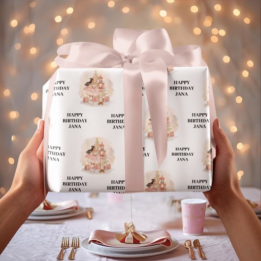 Nussknacker-Ballerina-Geburtstag Geschenkpapier