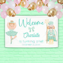 Nussknacker-Ballerina-Mint-Geburtstags-Willkommen Banner