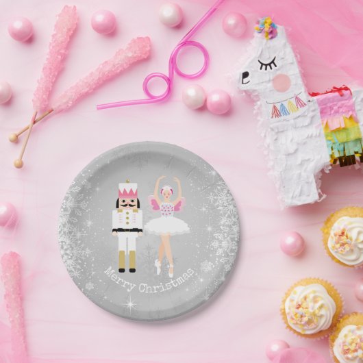 Nussknacker, Ballerina, Schneeflocken Weihnachten Pappteller (Party)