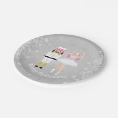 Nussknacker, Ballerina, Schneeflocken Weihnachten Pappteller (Schrägansicht)