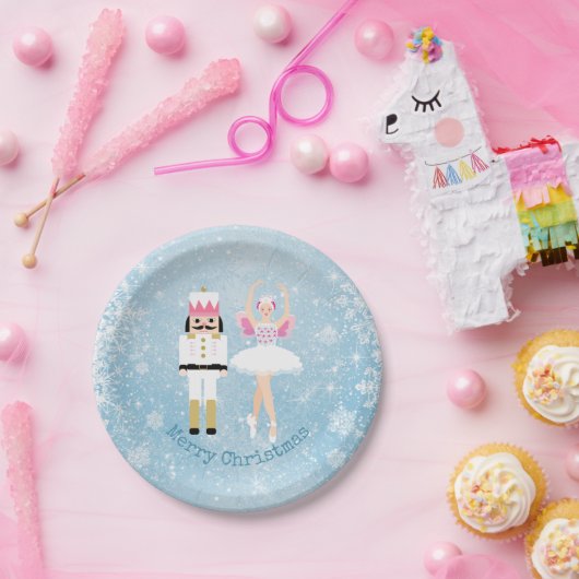 Nussknacker, Ballerina, Schneeflocken Weihnachten Pappteller (Party)