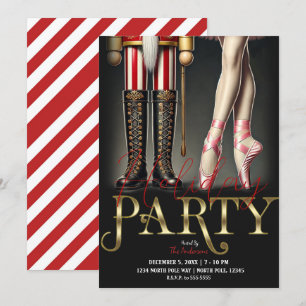 Nussknacker & Ballerina Schwarz Gold Weihnachtsfei Einladung