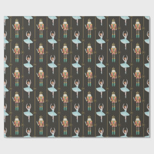 Nussknacker-Ballerina-Schwarz-Vintage-Weihnachten Geschenkpapier