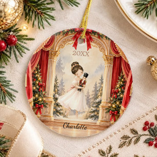 Nussknacker-Ballerina-Theater-Weihnachten Keramik Ornament