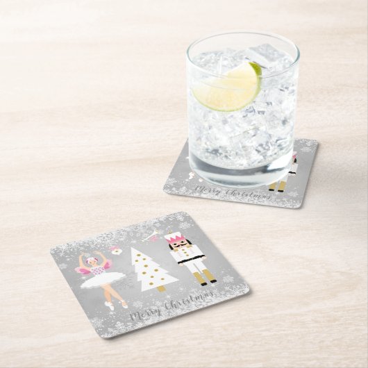 Nussknacker, Ballerina, Weihnachtsbaum Rechteckiger Pappuntersetzer (Vor Ort)