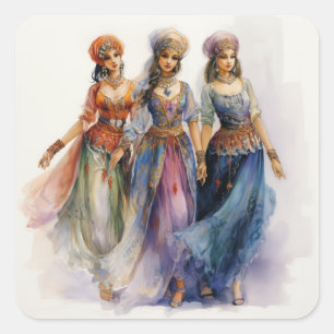Nussknacker-Ballett, elegante arabische Tänzer Quadratischer Aufkleber