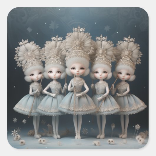 Nussknacker-Ballett Mode-Schneeblumen-Tänzer Quadratischer Aufkleber (Vorderseite)