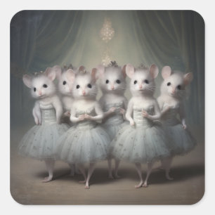 Nussknacker-Ballettmode-Mäuse Quadratischer Aufkleber