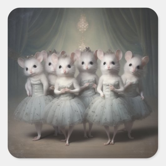 Nussknacker-Ballettmode-Mäuse Quadratischer Aufkleber (Vorderseite)