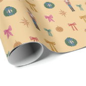 Nussknacker-Bögen-Pfirsich-Aquarell-Geschenkpapier Geschenkpapier (Rolleneckpunkt)