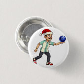 Nussknacker-Bowling-Weihnachten-Sport-Feiertag-Xma Button (Vorne & Hinten)