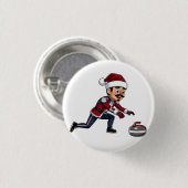 Nussknacker Curling Spieler Urlaub Wintersport Button (Vorne & Hinten)