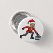  Nussknacker Curling Spieler Urlaub Wintersport  Button (Vorne & Hinten)