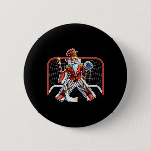 Nussknacker-Eishockey-Torhüter-Weihnachtskostüm Button