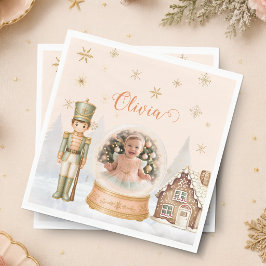 Nussknacker-Foto-Schneekugel Süße Eins Weihnachten Serviette