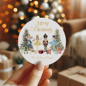 Nussknacker Frohe Weihnachten Runder Aufkleber