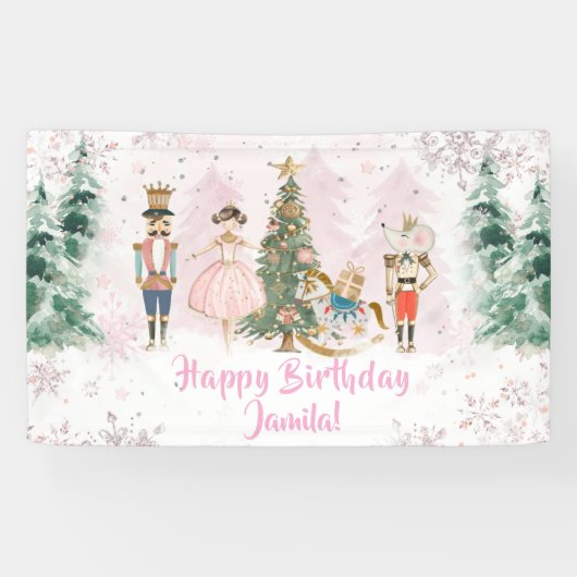 Nussknacker-Geburtstags- Zuckerpflaumen-Party Banner (Horizontal)