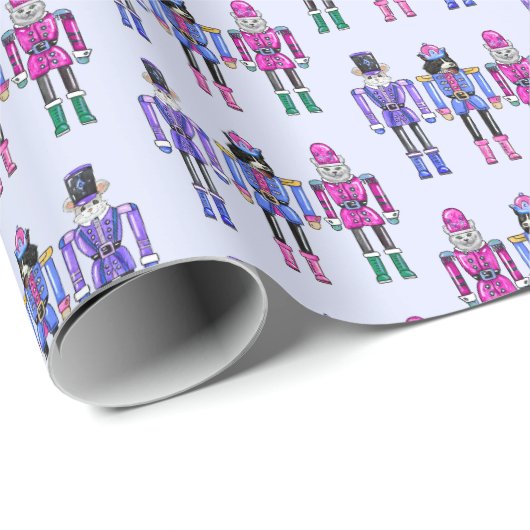 Nussknacker-Haustiere Geschenkpapier (Rolleneckpunkt)