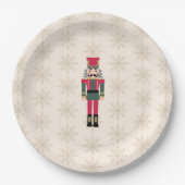 Nussknacker-Illustration Schneeflocken-Muster Pappteller (Vorderseite)