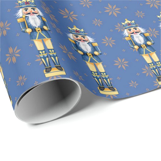 Nussknacker Männer Blau und Gold Traditionell Geschenkpapier (Rolleneckpunkt)