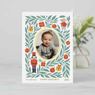 Nussknacker-Maus-Weihnachts-Baby-Foto  Folien Feiertagskarte