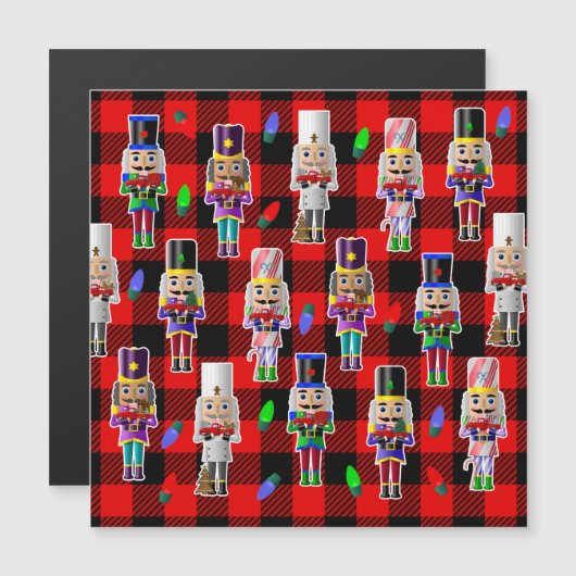 Nussknacker mit kleinen roten Lastwagen Weihnachte Magneteinladung (Vorne/Hinten)