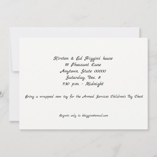 Nussknacker mit silbernem Geschenk Einladung (Rückseite)