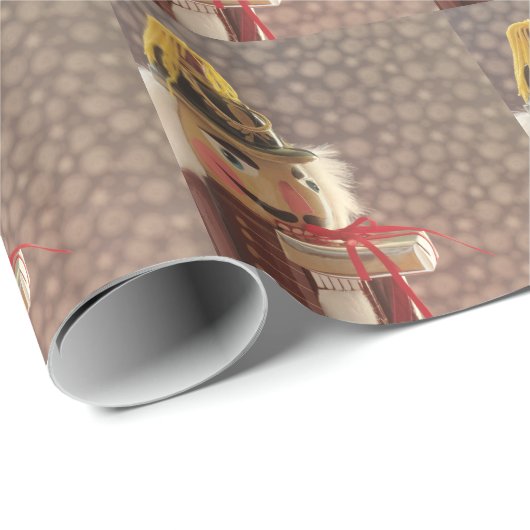 Nussknacker mit silbernem Geschenk-Packpapier Geschenkpapier (Rolleneckpunkt)