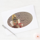 Nussknacker mit silbernen Geschenketiketten Ovaler Aufkleber (Umschlag)