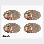 Nussknacker mit silbernen Geschenketiketten Ovaler Aufkleber (Blatt)