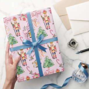 Nussknacker pastellrosa vintage Skizze Weihnachten Geschenkpapier