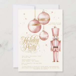 Nussknacker Pink Gold Ornamente Feiertagsfeier Einladung