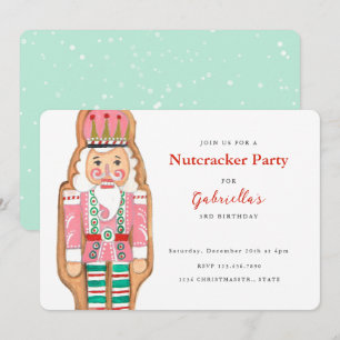 Nussknacker pink & türkis Winter Schnee Feiertage Einladung