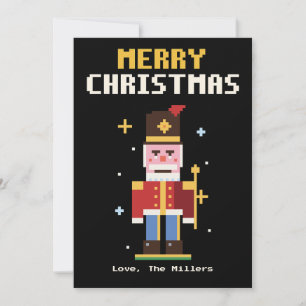 Nussknacker-Pixel-Art-Weihnachtskarte Feiertagskarte