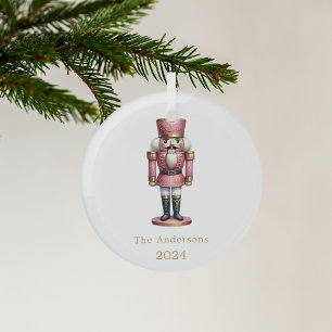 Nussknacker rosa weiß minimalistisches Weihnachten Ornament Aus Glas