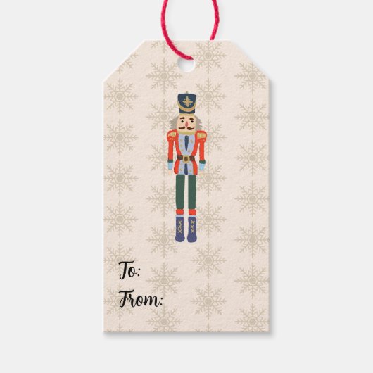Nussknacker-Schneeflocken-Muster-Feiertags-Papier- Geschenkanhänger (Vorderseite)