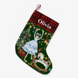 Nussknacker-Soldaten-Ballett Clara Rot Gingham Grü Kleiner Weihnachtsstrumpf