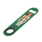 Nussknacker-Soldaten in den weißen und grünen Speed Flaschenöffner (Vorderseite Schrägansicht)