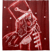 Nussknacker-Spielzeug-Soldat im hellen Rot Duschvorhang (Vorderseite)