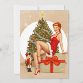 Nussknacker Süße Retro-Pinup-Weihnachtskarte Feiertagskarte