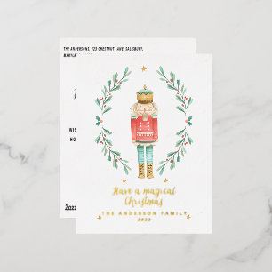 Nussknacker Wasserfarbe Botanik süß Folien Feiertagspostkarte