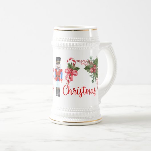 Nussknacker-Weihnachten Stein Bierglas (VorderseiteRechts)