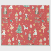 Nussknacker-Weihnachten Vintage staubiges Rot Geschenkpapier (Flach)