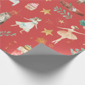 Nussknacker-Weihnachten Vintage staubiges Rot Geschenkpapier (Ecke)