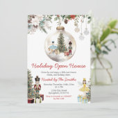 Nussknacker-Weihnachtsbaum-Schmuck Feiertags-Open- Einladung (Stehend Vorderseite)