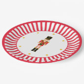 Nussknacker-Weihnachtsplatte Rot und Weiß Pappteller (Schrägansicht)