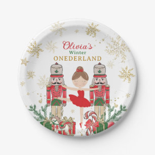 Nussknacker Winter Onederland 1. Geburtstag Rot Pappteller