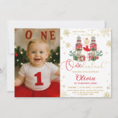 Nussknacker Winter Onederland 1. Geburtstagsfoto Einladung (Vorderseite)