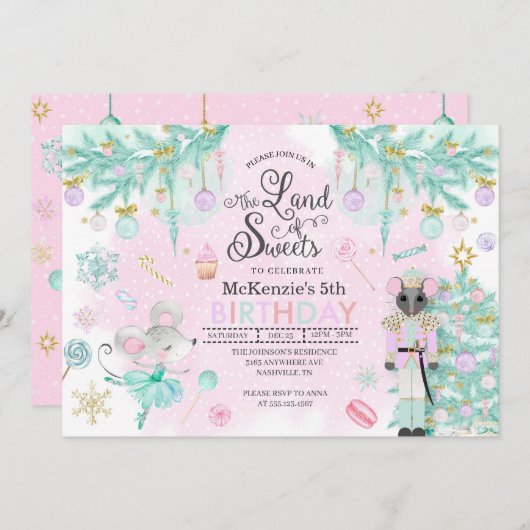 Nussknacker-Zuckerpflaumen-feenhafter Einladung (Vorne/Hinten)